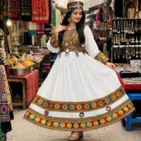 White Heritage Mirror Work Dress by Zariya – Image 1