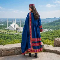 Blue Red Traditional Suit by Zariya – Image 2