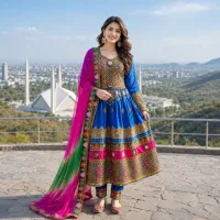 Blue And Magenta Festive Frock by Zariya – Image 1