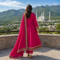 Magenta Traditional Embroidered Suit by Zariya – Image 4