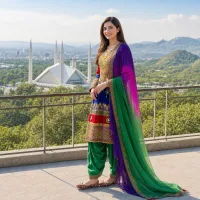 Multicolour Mirror Work Suit by Zariya – Image 4