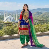 Multicolour Mirror Work Suit by Zariya – Image 1