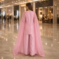 Zariya Pink Luxe Silk Suit With Sheer Dupatta – Image 4