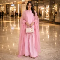 Zariya Pink Luxe Silk Suit With Sheer Dupatta – Image 5