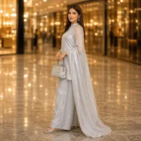  Zariya Silver Luxe Silk Suit With Sheer Dupatta – Image 2
