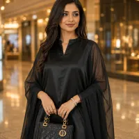 Zariya Black Luxe Silk Suit With Sheer Dupatta – Image 3