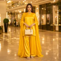 Zariya Yellow Luxe Silk Suit With Sheer Dupatta – Image 5