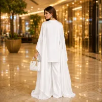Zariya White Luxe Silk Suit With Sheer Dupatta – Image 3