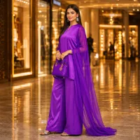 Zariya Purple Luxe Silk Suit With Sheer Dupatta – Image 4
