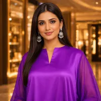 Zariya Purple Luxe Silk Suit With Sheer Dupatta – Image 3
