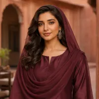 Zariya Maroon Sotton Silk 3 Piece Suit – Image 4