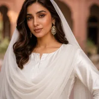 Zariya Pearl White Sotton Silk 3 Piece Suit – Image 2