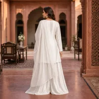 Zariya Pearl White Sotton Silk 3 Piece Suit – Image 3