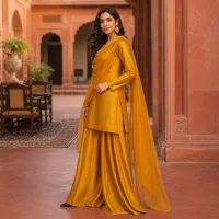 Zariya Mustard Gold Sotton Silk 3 Piece Suit – Image 5