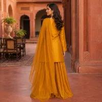 Zariya Mustard Gold Sotton Silk 3 Piece Suit – Image 2