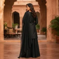 Zariya Classic Black Sotton Silk 3 Piece Suit – Image 5