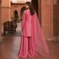 Zariya Rose Pink Sotton Silk 3 Piece Suit – Image 5