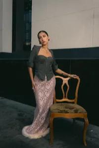 PEACH LACE MAXI SKIRT – Image 3