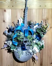 Silver & Aqua Sparkling Winter Kissing Ball – Image 1