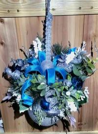 Silver & Aqua Sparkling Winter Kissing Ball – Image 3