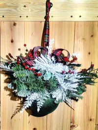 Classic Plaid & Frosted Greenery Winter Kissing Ball – Image 1