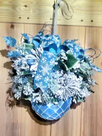 Icy Blue Snowflake & Frosted Pine Winter Kissing Ball – Image 2