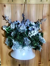 Elegant Frosted Pine & Winter Bell Hanging Arrangement – Image 2