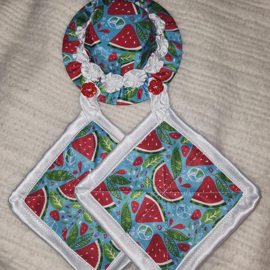 Adorno para cocina con agarraderas – Melón floreado
