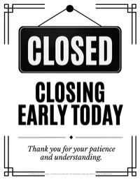 Closing Early Sign | Printable Business Closure Notice – Image 1