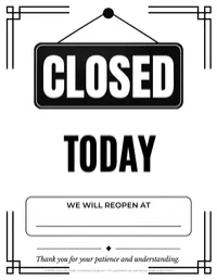 Closed Today Sign | Printable Business Closure Notice – Image 2