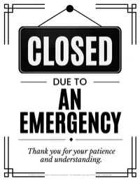 Emergency Closed Sign | Printable Business Closure Notice – Image 1