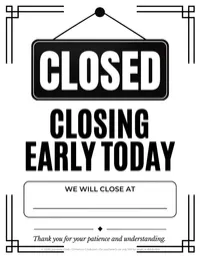 Closing Early Sign | Printable Business Closure Notice – Image 2