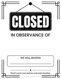 In Observance Of Closed Sign | Printable Business Closure Notice – Image 2