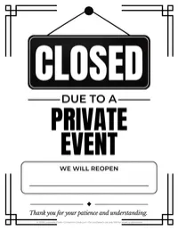 Private Event Closed Sign | Printable Business Closure Notice – Image 2