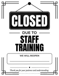 Staff Training Closed Sign | Printable Business Closure Notice – Image 2