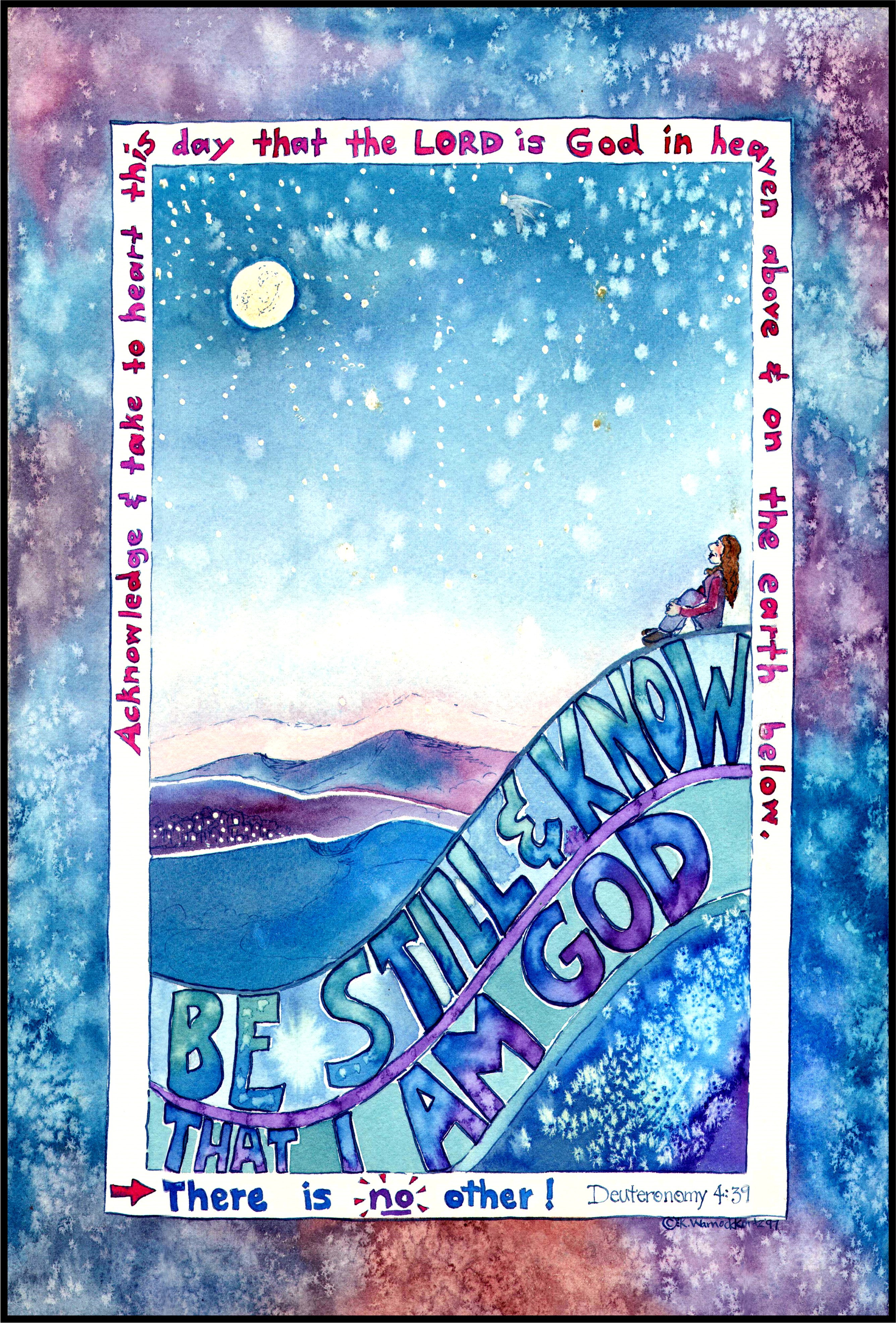 Be Still and Know: Night Sky Watercolor Art  – Image 1
