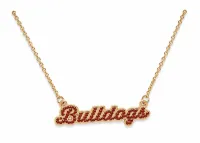 Rhinestone Bulldog Script Necklace – Image 1