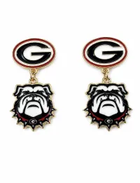 Georgia Bulldog Drop Earrings – Image 1