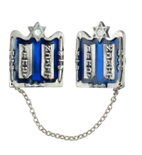Prayer Shawl Clips – Ten-Commandments-Blue Enamel