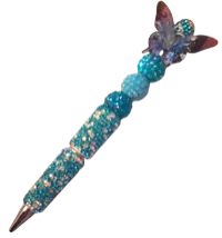 Bejeweled Ink Pens – Turquoise blue & Iridescent with Butterfly