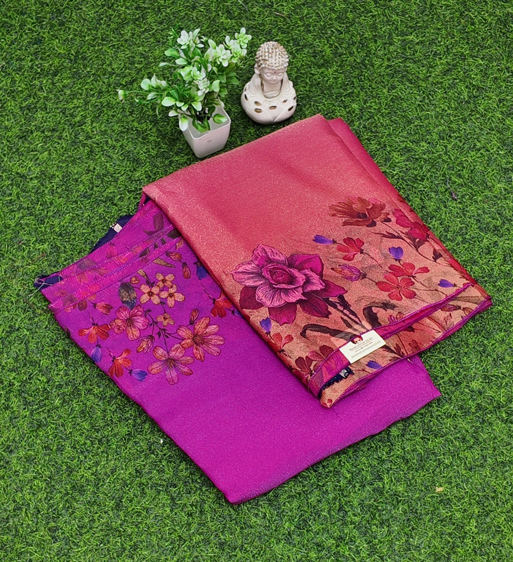 Sparkle Glass Saree RS-SG-02 – Free Size, Hot Pink