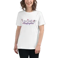 Women's Relaxed T-Shirt - I Am God's Masterpiece/Back Message – Image 4