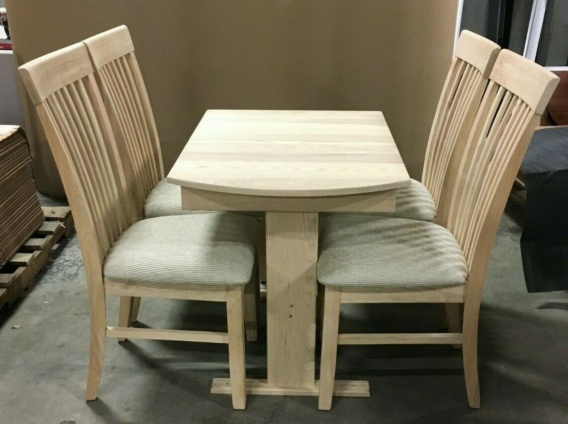 RV Hide 2 Leaf Dinette Table 7 Slat Storage Chairs Hardwood RAW Stain Paint – Image 1