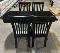 RV Hide 2 Leaf Dinette Table with 4 Storage Chairs Hardwood Stained Black – Image 7