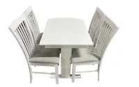 RV Hide 2 Leaf Dinette Table with Slat Storage Chairs Hardwood Stained White – Image 1