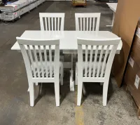 RV Hide 2 Leaf Dinette Table with Slat Storage Chairs Hardwood Stained White – Image 7