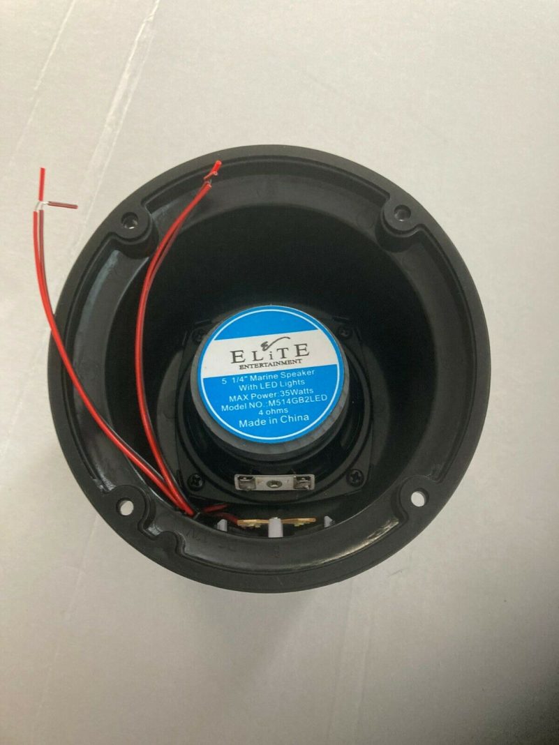 2 Speakers Blue LED w/ Step Light Black Marine 5 1/4″ Flush Mount Waterproof UV – Image 3