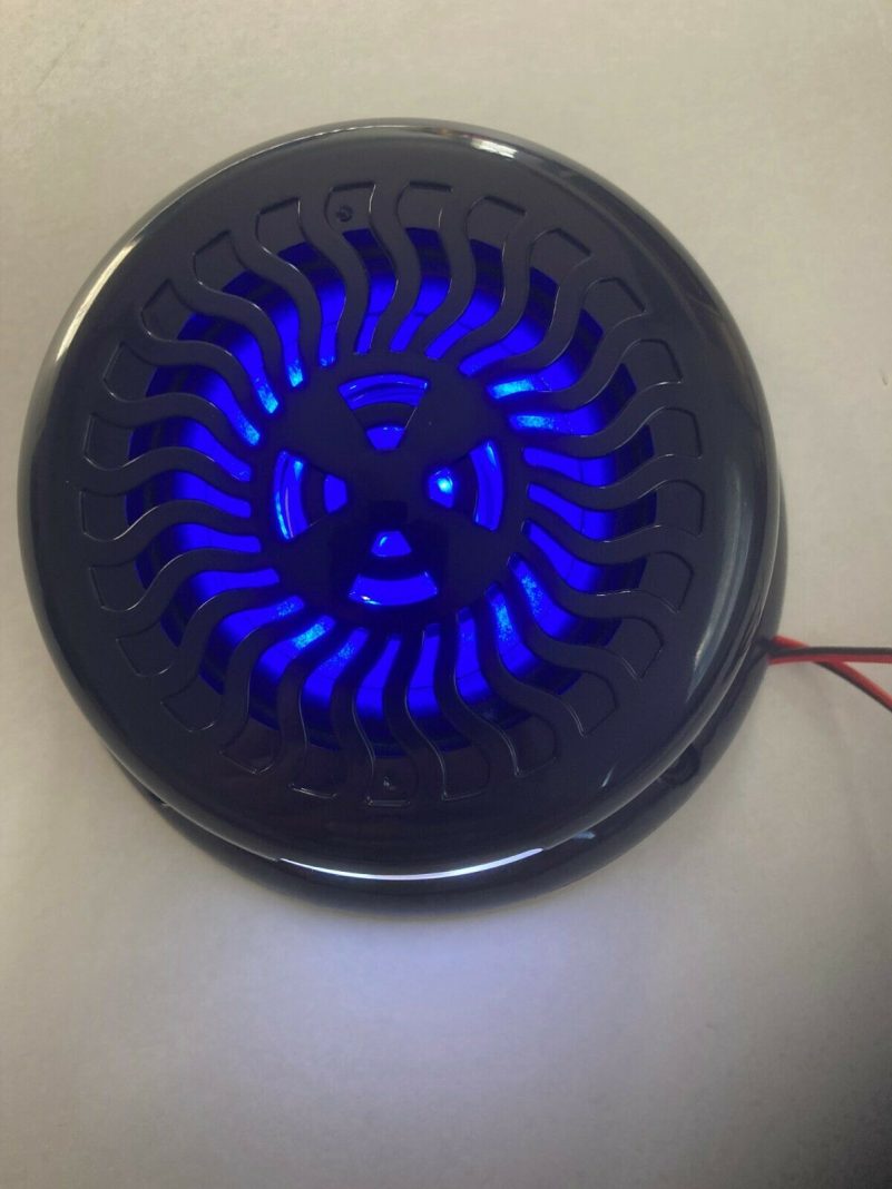 2 Speakers Blue LED w/ Step Light Black Marine 5 1/4″ Flush Mount Waterproof UV – Image 2