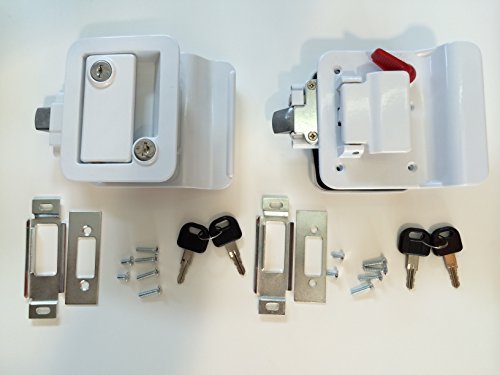 A Pair of Travel Trailer Locks, Polar White Keyed Alike – Image 1