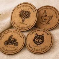 Time 2 Rise Circle Coasters - Motivational Wood Coasters (Set of 5) – Image 6